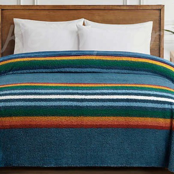 - twin size Pendleton Sherpa Fleece Blanket GREEN - Picture 2 of 4